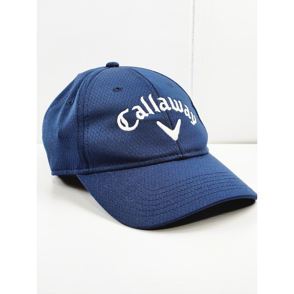 Callaway Golf Hat Navy Blue Performance Mesh Adjustable Strapback Cap Mens